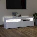Meuble tv - table tv - avec �clairage led - blanc - 120x35x40 cm m3874