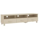 Meuble tv table tv - hamar marron miel 158x40x40 cm - bois massif de pin ll125047