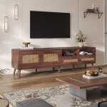 Meuble tv pour t�l�viseur 80 (203 cm) - 2 portes en rotin 2 tiroirs et 8 pieds - centre de divertissement ...