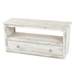 Meuble tv avec tiroir de rangement etagere style vintage en bois blanc 04 0005045