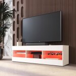 Meuble tv tivoli rtv komodee - led rvb - blanc - facades en mat - 140 x 41 x 35 cm