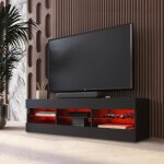 Meuble tv tivoli rtv komodee - led rvb - noir - facades en mat - 140 x 41 x 35 cm Meuble tv tivoli rtv komodee - led rvb - noir - facades en mat - 140 x 41 x 35 cm