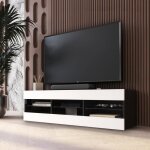 Meuble tv tivoli rtv komodee - sans led - blanc et noir - facades en mat - 140 x 41 x 35 cm