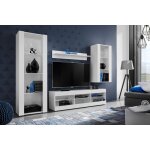 Meuble tv tivoli set medio komodee - sans led - blanc mat et blanc - facades en mat - 195x159x35 cm