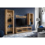 Meuble tv tivoli set medio komodee - sans led - bois naturel mat et bois naturel - 195x159x35 cm
