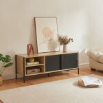 Meuble tv tysnes 120 x 40 x 45 cm effet chne noir