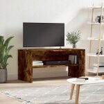 Meuble tv - vidaxl - ch�ne fum� - 80x40x40 cm - bois ding�nierie - compartiment ouvert