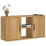 Meuble tv - vidaxl - odda - bois massif - 79x24x40 cm - grand rangement