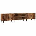 Meuble tv - vieux bois - 180 x 315 x 40 cm - 4 compartiments - design contemporain - structure m�tallique ...