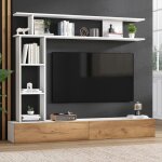 Meuble tv avec vitrine etag�res verticales ensemble de meuble tv de salon armoire tv media wall debout ...