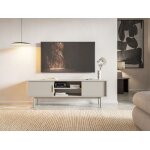 Meuble tv - viviaro - 154 cm - deux portes avec niches - taupe (gris - beige)