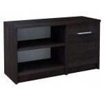 Meuble tv weng - banc tv table tv avec porte et 2 tagres - 98 x 35 x 42 cm