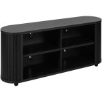 Meuble tv yoko noir l - 156 cm avec 4 niches ouvertes et côtés arrondis Meuble tv yoko noir l - 156 cm avec 4 niches ouvertes et côtés arrondis