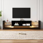 Meuble tvarmoire tv haute brillance avec �clairage led 181 cm - pour t�l�viseurs jusqu� 80 poucestable ...