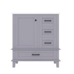 Meuble vasque meuble salle bain 76x46x835cm avec vasque c�ramique 3 tiroirs finition laqu�e grise