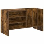 Meuble � vinyles en bois ding�nierie - vidaxl - ch�ne fum� - 785x35x45 cm - 6 �tag�res - rangement lp ...