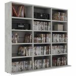 Meuble vinyle vente flash - meuble de rangement armoire  cd - gris bton 100x23x895 cm bois d?ingnierie ...