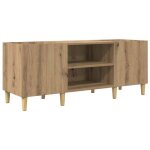 Meuble � vinyles - vidaxl - ch�ne artisanal - 121x38x48 cm - bois ding�nierie - 2 �tag�res - capacit� ...