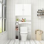 Meuble wc dessus de toilettes avec 2 portes et 4 compartiments ouverts pour salle de bain blanc moderne ... Meuble wc dessus de toilettes avec 2 portes et 4 compartiments ouverts pour salle de bain blanc moderne ...