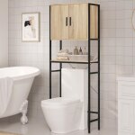 Meuble wc eugad - meuble dessus machine à laver - style industriel - 645x27x170cm - noir + chêne clair ... Meuble wc eugad - meuble dessus machine à laver - style industriel - 645x27x170cm - noir + chêne clair ...