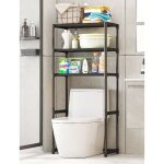 Meuble wc ou machine  laver tagre de salle de bains 3 tagres - noir - 50. 5x30x134cm