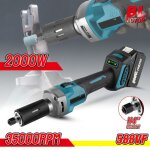 Meuleuse droite sans fil 18v compatible makita 35000rpm outil rotatif brushless 6mm / 635mm 2000w avec ...