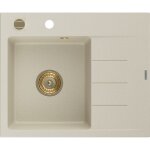 Mexen ben �vier en granit 1 bac avec �gouttoir gauche 600 x 500 mm beige siphon dor� - 6522605000 - 69 ...