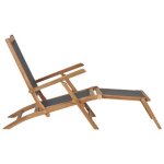 Mgh - neuf chaise de terrasse avec repose - pied bois de teck solide noir cc524