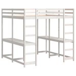 Mgh lit superposé double - 2 place - lit mezzanine / lit enfant - et bureau et échelle 160x200cm bois ... Mgh lit superposé double - 2 place - lit mezzanine / lit enfant - et bureau et échelle 160x200cm bois ...