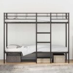 Mgh lit superpos double - 2 place - lit mezzanine / lit enfant - sans matelas - noir 100x190 cm - acier ...