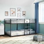 Mgh lit superpos double - 2 place - lit mezzanine / lit enfant - sans matelas - noir 107x203 cm - acier ...