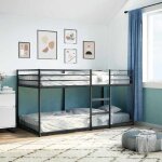 Mgh lit superpos double - 2 place - lit mezzanine / lit enfant - sans matelas - noir 80x200 cm - acier ...