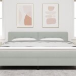 Mgh@ t�te de lit en velours capitonn� gris clair 180 cm led - moderne - pour lire ou regarder t�l�vision ...