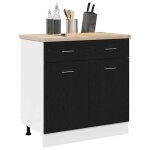 Mgh - top cabinet / placard suisine - armoire de base avec tiroir - avec tiroir ch�ne noir - 80x46x81. ...