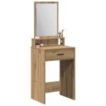 Mgh - top coiffeuse / table de maquillage - 1 femme - ch�ne artisanal 50x41x140 cm - bois ding�nierie ...