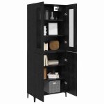 Mgh - top haut armoire vaisselier - buffet pour salon / bureau - lot de 2 - ch�ne noir 695x34x180 cm ...