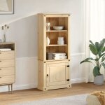 Mgh - top haut armoire vaisselier - buffet pour salon / bureau - corona 74x38x170 cm - bois de pin massif ...