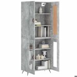 Mgh - top haut armoire vaisselier - buffet pour salon / bureau - gris b�ton - 695x34x180 cm - bois ding�nierie ...