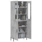 Mgh - top haut armoire vaisselier - buffet pour salon / bureau - gris b�ton - 695x34x180 cm - bois ding�nierie ...