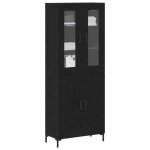 Mgh - top haut armoire vaisselier - buffet pour salon / bureau - montage mural - lot de 2 - ch�ne noir ...