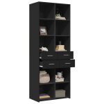 Mgh - top haut armoire vaisselier - buffet pour salon / bureau - noir 70x425x185 cm - bois ding�nierie ...