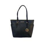Sac bandouli�re - michael kors charlotte cabas zipp� en cuir saffiano noir - grand mod�le
