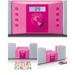 Micro - chane stro - lenco - mc - 013pk - lecteur cd - radio fm - couleur rose