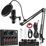 Microphone condensateur avec carte son v8 bm - 800 micro studio streaming professionnel avec pour enregistreme ...
