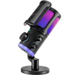 Microphone � condensateur - fifine - am6 - rgb - contr�le jeu / chat - noir