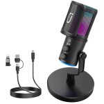 Microphone  condensateur usb pour pc mac ordinateur tlphone portable jeu streaming podcast ordinateur ...