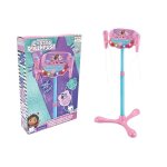 Microphone gabby et la maison magique sur pied ajustable lumineux avec enceinte 2 micros et effets vocaux ...