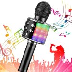 Microphone karaoke sans fil, karaok microphone bluetooth portable pour enfants / adultes chanter (noir) ...