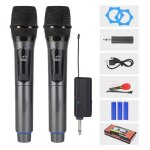 Microphone sans fil professionnel 2. 4 ghz dual microphone rechargeable 160ft idal pour karaok ftes ...
