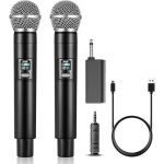 Microphone sans fil - otbact - uhf double - rechargeable - 200 pieds - r�duction du bruit dsp